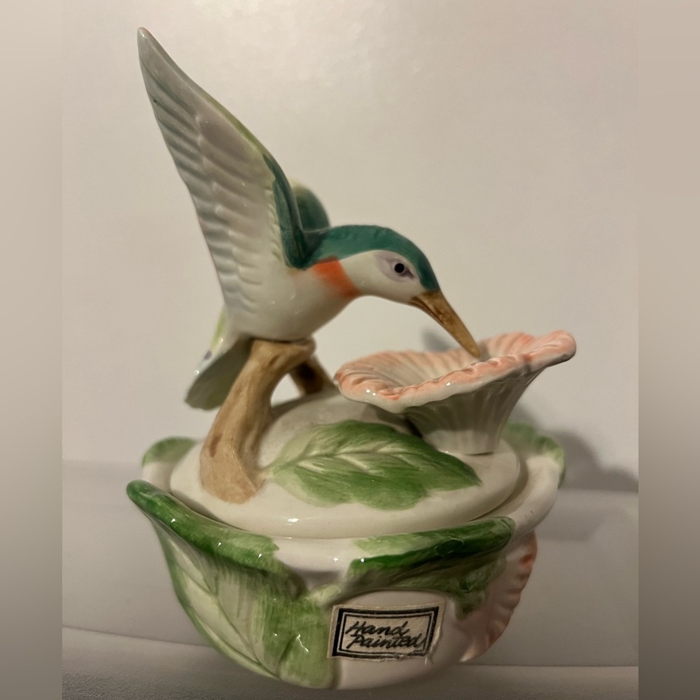 Vintage Porcelain Hummingbird Pot